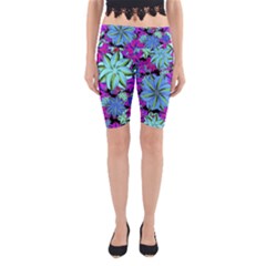 Vibrant Floral Collage Print Yoga Cropped Leggings by dflcprintsclothing
