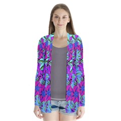 Vibrant Floral Collage Print Drape Collar Cardigan by dflcprintsclothing