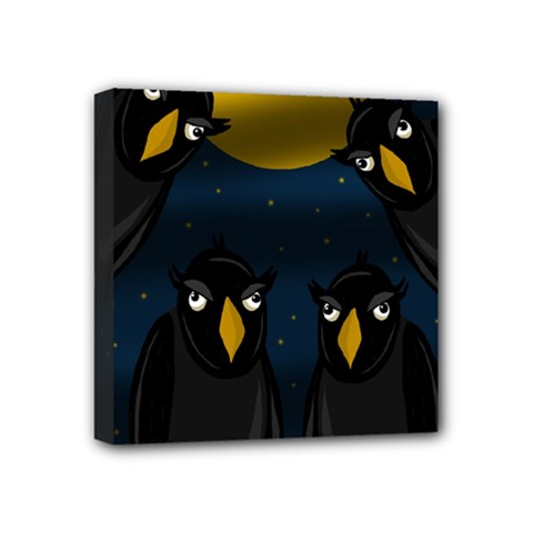 Halloween - Black Crow Flock Mini Canvas 4  X 4  by Valentinaart