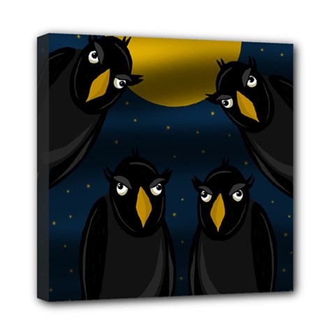 Halloween - Black Crow Flock Mini Canvas 8  X 8  by Valentinaart