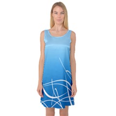 Light Blue Design Sleeveless Satin Nightdress