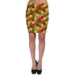 Hexagons In Reds Yellows And Greens Bodycon Skirt by fashionnarwhal