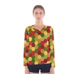 Hexagons in reds yellows and greens Women s Long Sleeve Tee