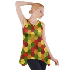 Hexagons In Reds Yellows And Greens Side Drop Tank Tunic by fashionnarwhal