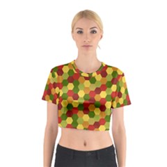 Hexagons In Reds Yellows And Greens Cotton Crop Top by fashionnarwhal