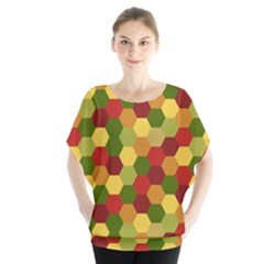 Hexagons In Reds Yellows And Greens Blouse