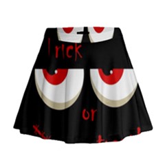 Halloween  trick Or Treat  - Monsters Red Eyes Mini Flare Skirt by Valentinaart