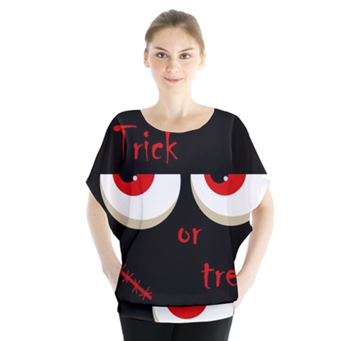 Halloween  trick Or Treat  - Monsters Red Eyes Blouse by Valentinaart
