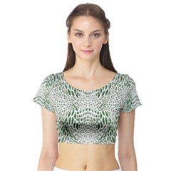 GREEN SNAKE TEXTURE Short Sleeve Crop Top (Tight Fit)