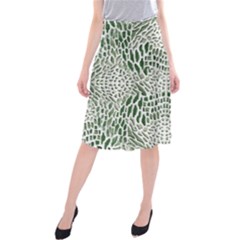 GREEN SNAKE TEXTURE Midi Beach Skirt
