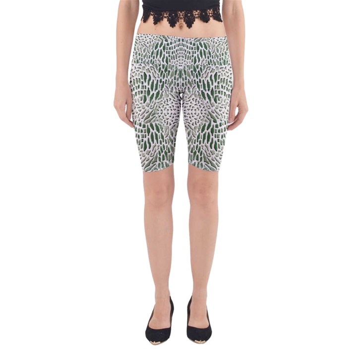 GREEN SNAKE TEXTURE Yoga Cropped Leggings