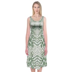 GREEN SNAKE TEXTURE Midi Sleeveless Dress