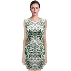 Green Snake Texture Classic Sleeveless Midi Dress