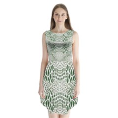 GREEN SNAKE TEXTURE Sleeveless Chiffon Dress  