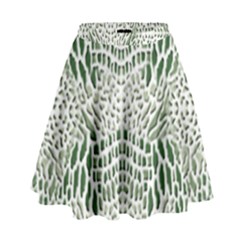 GREEN SNAKE TEXTURE High Waist Skirt