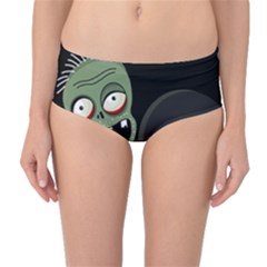 Halloween Zombie On The Cemetery Mid-waist Bikini Bottoms by Valentinaart