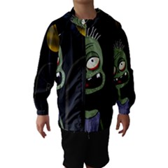 Halloween Zombie On The Cemetery Hooded Wind Breaker (kids) by Valentinaart