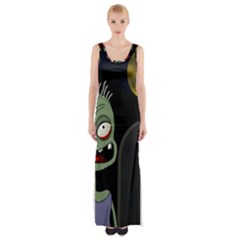 Halloween Zombie On The Cemetery Maxi Thigh Split Dress by Valentinaart