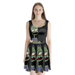 Halloween Zombie On The Cemetery Split Back Mini Dress  by Valentinaart