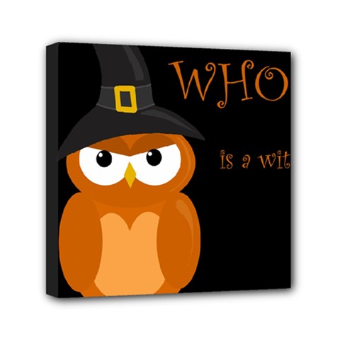 Halloween Witch - Orange Owl Mini Canvas 6  X 6  by Valentinaart