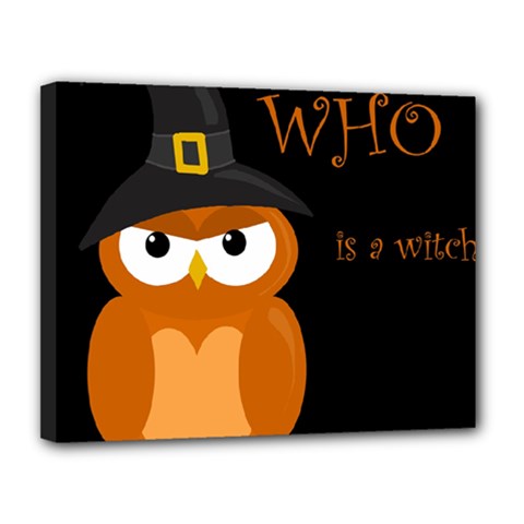 Halloween Witch - Orange Owl Canvas 14  X 11  by Valentinaart