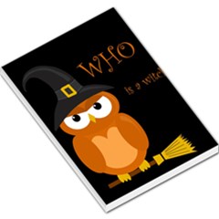 Halloween Witch - Orange Owl Large Memo Pads by Valentinaart
