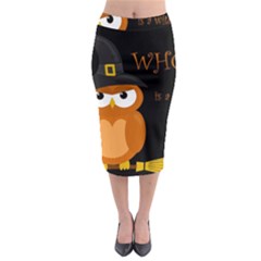 Halloween Witch - Orange Owl Midi Pencil Skirt by Valentinaart