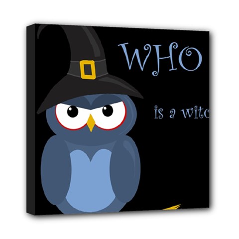 Halloween Witch - Blue Owl Mini Canvas 8  X 8  by Valentinaart