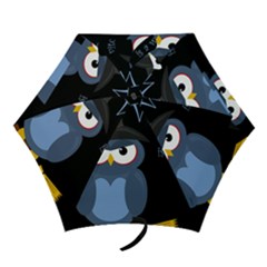 Halloween Witch - Blue Owl Mini Folding Umbrellas by Valentinaart