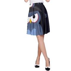 Halloween Witch - Blue Owl A-line Skirt by Valentinaart