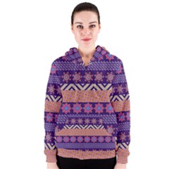 Colorful Winter Pattern Women s Zipper Hoodie by DanaeStudio