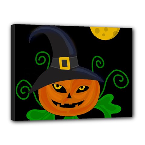 Halloween Witch Pumpkin Canvas 16  X 12  by Valentinaart