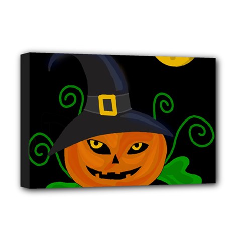 Halloween Witch Pumpkin Deluxe Canvas 18  X 12   by Valentinaart