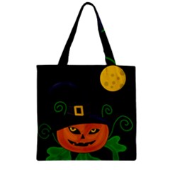 Halloween Witch Pumpkin Zipper Grocery Tote Bag by Valentinaart