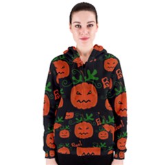 Halloween Pumpkin Pattern Women s Zipper Hoodie by Valentinaart