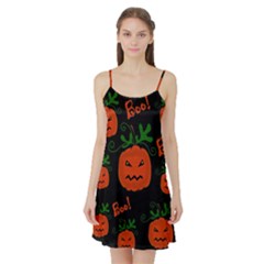 Halloween Pumpkin Pattern Satin Night Slip by Valentinaart