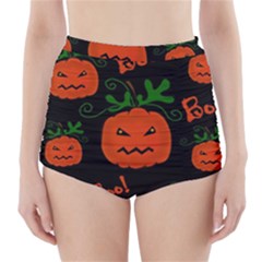 Halloween Pumpkin Pattern High-waisted Bikini Bottoms by Valentinaart