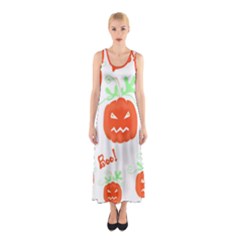 Halloween Pumpkins Pattern Sleeveless Maxi Dress by Valentinaart
