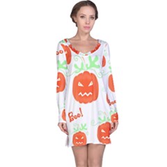 Halloween Pumpkins Pattern Long Sleeve Nightdress by Valentinaart