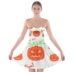 Halloween Pumpkins Pattern Strapless Bra Top Dress by Valentinaart