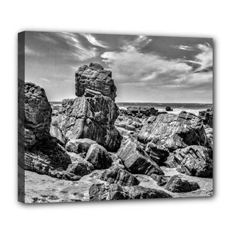 Rocks At Shore In Praia Malhada Jericoacoara Brazil Deluxe Canvas 24  X 20   by dflcprints