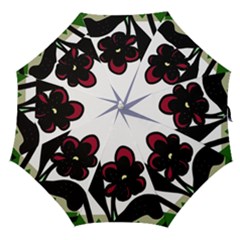 Black Flower Straight Umbrellas by Valentinaart