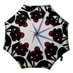 Black Flower Hook Handle Umbrellas (medium) by Valentinaart