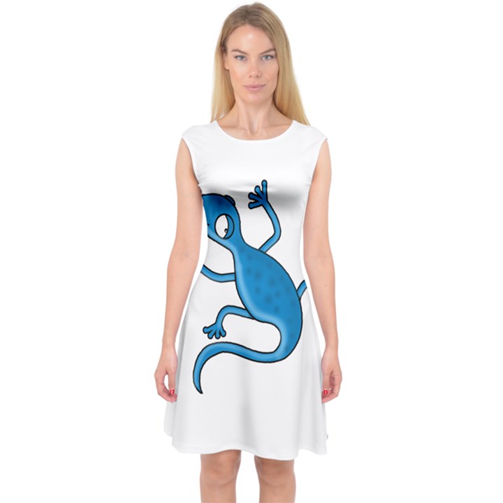 Blue lizard Capsleeve Midi Dress