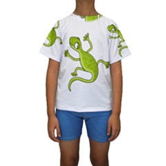 Green Lizard Kids  Short Sleeve Swimwear by Valentinaart