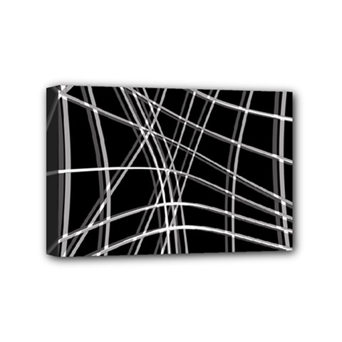 Black And White Warped Lines Mini Canvas 6  X 4 