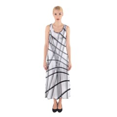 White And Black Warped Lines Sleeveless Maxi Dress by Valentinaart