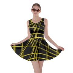 Yellow Abstract Warped Lines Skater Dress by Valentinaart