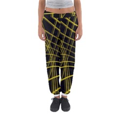Yellow Abstract Warped Lines Women s Jogger Sweatpants by Valentinaart