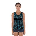 Cyan and black warped lines Women s Sport Tank Top  View1